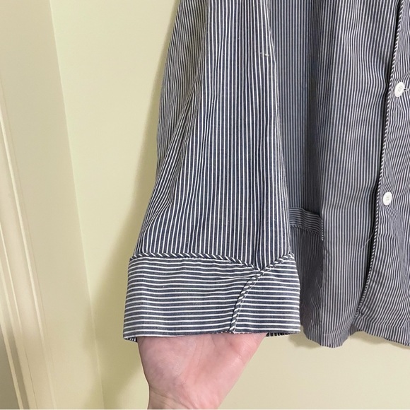 Vintage Christian Dior Pyjama Sleep Shirt - Blue & White Stripes, XL - Picture 4 of 7